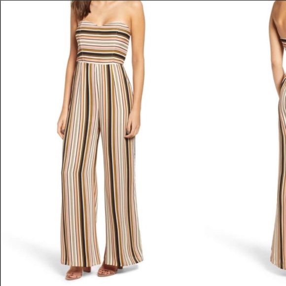 Nordstrom Leith Strapless Striped Pantsuit M - Picture 2 of 6